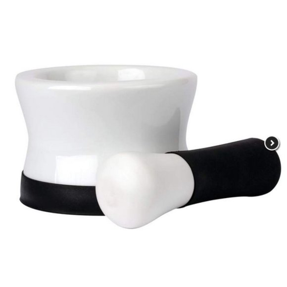 Porcelain Mortar and Pestle with Black Silicone Base - Picture 6 of 6
